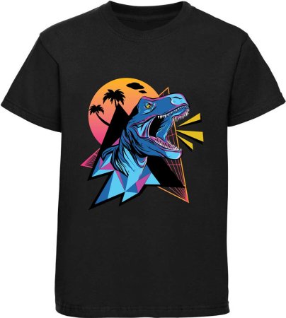 Children's printed t-shirt neon t-rex